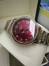 瑞士品牌女士手表自動(dòng)機械表2026新款十大名牌防水夜光真鉆女表 升級版皮帶款酒紅色+原裝表帶 曬單實(shí)拍圖