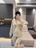 帕蘭朵（PLANDOO）輕奢品牌女士睡衣女春夏季冰絲長袖新款中年媽媽高級(jí)感家居服套裝 82611 M (建議穿著體重80-100斤) 曬單實(shí)拍圖
