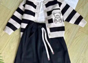 蓓馨貝（Beixinbei）男童春裝三件套一歲男寶寶衣服1-3歲兒童裝韓版針織毛衣開(kāi)衫套裝4 黑色條紋毛衣套裝 常規 120 建議4歲左右 曬單實(shí)拍圖