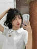 矜持范夏季短款短袖小熊t恤女顯瘦polo衫少女感高腰露臍甜辣上 白色 L _適合106-120斤 曬單實(shí)拍圖