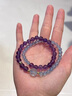 施華索尼亞天然烏拉圭紫水晶手串女款海藍寶水晶手鏈招財轉運手飾送女友禮物 海藍寶紫水晶款 珠子6mm 曬單實(shí)拍圖