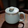 青澹汝窯茶杯陶瓷辦公杯茶具帶蓋景德鎮泡茶高檔水杯純手工玉環(huán)杯 玉環(huán)杯 不開(kāi)片慈字底款 天青色 曬單實(shí)拍圖