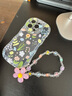 世韓 適用蘋(píng)果15pro手機殼氣囊殼帶手鏈條防丟四角防摔滑iPhone15pro手機保護套軟殼碎花小清新女生款 曬單實(shí)拍圖