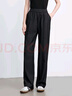 百圖betu女裝2025春季新款休閑褲松緊高腰直筒休閑褲顯瘦褲子2501T62 炭灰 M 曬單實(shí)拍圖