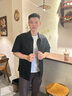 卡賓（CABBEEN）【棋盤格】男裝 肌理感襯衫精致襯衣型外套上衣短袖夏季通勤 煤黑色01 XL /180/52 曬單實拍圖