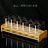 盧咖芮斯二兩金山白酒杯水晶玻璃金箔100ml酒盅帶刻度2兩杯酒具 金山2兩杯10只+小鹿杯架 曬單實(shí)拍圖