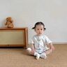 班喜迪嬰兒衣服夏季薄款超萌寶寶連體衣滿(mǎn)月百天新生兒短袖哈衣爬服夏裝 白色 90cm 曬單實(shí)拍圖