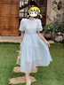 唐思薇學(xué)生連衣裙女2025夏裝藍(lán)色少女甜美學(xué)院風(fēng)洋氣高腰過(guò)膝泡泡袖長(zhǎng)裙 淺藍(lán)色 M (90-100斤) 曬單實(shí)拍圖