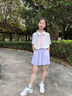 McTicco女童速干運動(dòng)套裝夏季兒童羽毛球網(wǎng)球訓練服夏裝中大童短袖兩件套 9852漸變+18426紫色 150 150cm 曬單實(shí)拍圖