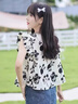 FSHE法式碎花襯衫女夏款甜美小飛袖設(shè)計(jì)小眾別致漂亮短款上衣娃娃衫女 水墨畫 S 曬單實(shí)拍圖