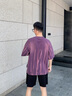 卡賓（CABBEEN）【重磅純棉】男裝 洗水噴色T恤新款個(gè)性美式街頭潮流短袖上衣 深紫色59 M /170/48 曬單實(shí)拍圖