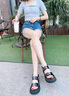 百麗踏松糕厚底一字涼鞋女2025年夏季新款皮帶扣百搭韓版學(xué)生休閑羅馬鞋 黑色 38 休閑羅馬鞋 曬單實(shí)拍圖