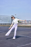 小豬彼特女童喇叭褲夏季薄款褲子兒童涼感運(yùn)動(dòng)褲女大童微喇褲休閑長(zhǎng)褲夏裝 18371紫色 140 cm 曬單實(shí)拍圖