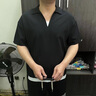 花花公子（PLAYBOY）假兩件T恤男V領(lǐng)短袖男ins潮流半袖衫冰絲涼感夏季體恤上衣服男裝 v18黑色 3XL 曬單實(shí)拍圖