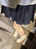 沐霓學(xué)院風(fēng)蕾絲百褶半身短裙子女士夏季高腰灰色蛋糕洋氣a字蓬蓬西裝 深灰色 建議85-105斤 曬單實(shí)拍圖