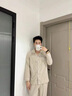 貓人純棉睡衣男士春秋長(zhǎng)袖長(zhǎng)褲套裝純色開(kāi)衫裸感高級(jí)輕奢家居服套裝 淺灰色 【100%新疆棉，親膚柔軟】 XL 【推薦體重135-155斤】 曬單實(shí)拍圖