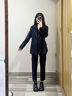 伯德小姐西裝外套女士夏季職場高級感面試正裝小個子職業(yè)西服套裝 TZ03 藏藍西裝 【春秋款】 L -適合105-113斤可穿 曬單實拍圖