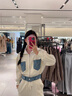 宏資琦休閑褲女裝2025春季新款減齡開衫衣服時尚拼接牛仔休閑運動套裝女 白色 M 曬單實拍圖