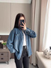 薩拉維夫牛仔襯衫外套女2025春夏新款外套中長(cháng)款上衣氣質(zhì)疊穿襯衣 藍色短袖 M 約適合體重115斤內 曬單實(shí)拍圖