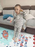 巴厘小豬【反季清倉】兒童睡衣春秋季男童家居服女童兩件套嬰幼兒純服寶寶 綠咖條紋 90 曬單實拍圖