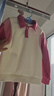 左西女童衛(wèi)衣兒童polo衫2025新款撞色翻領(lǐng)衣服春秋款上衣 奶白色 130 曬單實拍圖