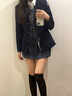 綴櫻原創(chuàng  )jk制服裙正版西裝外套春秋季新款學(xué)院風(fēng)紺色西服套裝三件套女 煙灰裙+黑長(cháng)西裝+白襯衫領(lǐng)帶勛章 XS 建議70-85斤 曬單實(shí)拍圖