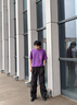 卡賓（CABBEEN）【重磅水洗】男裝短袖t恤2025夏季新款純棉潮流寬松圓領(lǐng)上衣 深紫色59（寬松版型） L /175/50 曬單實(shí)拍圖