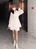 唐思薇法式翻領(lǐng)長袖收腰襯衫連衣裙女2025春夏套裝氣質(zhì)溫柔短褲裙兩件套 白色連衣裙 M 建議【100-110斤】 曬單實(shí)拍圖