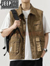 JEEP SPIRIT吉普精神工裝馬甲男士2025年春夏款釣魚(yú)導演多口袋馬夾外套男 DY3093卡其色 3XL 曬單實(shí)拍圖