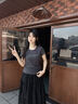 LAGOGO壓褶肌理感半身裙女拉谷谷2025春夏新款松緊高腰氣質(zhì)黑裙子 黑色 L 曬單實(shí)拍圖