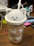 星巴克杯子韓國(guó)小狗玻璃杯吸管杯大容量水杯可愛(ài)咖啡杯 小狗玻璃吸管杯355ml 曬單實(shí)拍圖