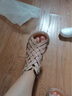 縈妃公主（YINGFEIPRINCESS）品牌涼鞋女真皮夏季新款厚底坡跟洞洞鞋休閑羅馬魚(yú)嘴女式皮涼鞋 米色 37 曬單實(shí)拍圖