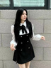柏潮學(xué)院風(fēng)假兩件連衣裙女春秋感polo領(lǐng)收腰顯瘦百褶A字裙短裙 黑色/BLck 【戰(zhàn)袍/秒發(fā)】 M 建議【95-105斤】 曬單實(shí)拍圖