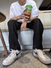 遙渠（YAO QU）冰絲闊腿褲子男款夏季薄款2025新款潮流學(xué)生百搭拖地直筒休閑長褲 黑色 XL 曬單實(shí)拍圖