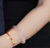 中國(guó)黃金（CHINA GOLD）櫻花粉玉手鐲女玉鐲冰玉髓鐲子生日禮七夕情人節(jié)禮物送女朋友老婆 【10-12mm】玲瓏玉髓手鐲-56圈口 曬單實(shí)拍圖