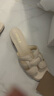 百麗（Belle）度假風(fēng)一字拖鞋女2025夏季新商場同款真皮編織高跟拖鞋D6U1DBT5 米白 39 (245mm) 曬單實(shí)拍圖