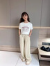 艾卡諾 I.KARNOW女童闊腿褲夏裝兒童2025新款夏季大童夏天冰絲薄款防蚊褲子山本褲 15106卡其色 150 曬單實(shí)拍圖