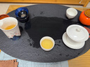 茶錦記干泡烏金石茶盤整塊圓形茶臺小號功夫茶具茶海套裝黑金石茶托荷葉 60*40*3橢圓單茶盤 曬單實拍圖