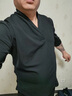 恒源祥中國風男裝夏季復古風冰絲t恤短袖男士套裝日常V領中式漢服七分袖 灰色套裝（送父親首選） 【品牌高檔】 2XL 建議140-160斤 曬單實拍圖