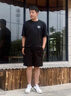 卡賓（CABBEEN）【格子壓花】鋼印字母休閑短褲男2025夏季新款寬松街頭個(gè)性 煤黑色01 L /175/50 曬單實(shí)拍圖