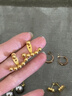 歐顏（OYshipin）黃金耳釘女款時(shí)尚999足金豆豆小金珠扇形圓珠耳飾送女友生日禮物 精選盒子(訂金) 曬單實(shí)拍圖
