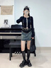 伊琦蕾（YIQILEI）復(fù)古拼接撞色牛仔半身裙女2025春夏新款高腰顯瘦包臀a字裙短裙子 藍(lán)色 S 【85-100斤】 曬單實(shí)拍圖