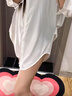 浪莎（LangSha）老公喜歡大碼睡衣女夏款情調(diào)高級(jí)感男友風(fēng)襯衫情侶透明薄款家居服 白色[含T褲]+白開(kāi)檔襪 均碼 [建議80-130斤]保密發(fā)貨 速發(fā) 曬單實(shí)拍圖