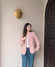 熙世界超好看西裝外套女小個(gè)子2025春季新款高級(jí)感炸街休閑小西服 藕粉色 L 曬單實(shí)拍圖