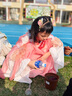 安妮優(yōu)兒（Anneyol）漢服女童公主裙2025春夏款中國風(fēng)古裝連衣裙兒童古風(fēng)唐裝超仙裙子 橘色 140 曬單實拍圖