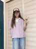 莫代爾POLOT恤女2025夏季新款韓版寬松設(shè)計感休閑百搭撞色V領(lǐng)短袖上衣 淺紫色 M (建議80-110斤) 曬單實拍圖