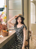 樂雅秀碎花黑色連衣裙子女夏季2025法式氣質(zhì)大小姐赫本新款收腰裙子長(zhǎng)裙 碎花裙 M 建議90-105斤 曬單實(shí)拍圖
