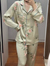 PAGKAVIO國際一線(xiàn)品牌真絲睡衣女100%桑蠶絲高檔睡衣女寬松家居服套裝重磅 綠底紅花5644主圖（禮盒包裝） L (體重:105-120斤) 曬單實(shí)拍圖