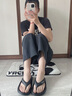 樸西2025春夏男士eva新款人字拖拖鞋薄底柔軟防臭耐磨夾腳情侶款拖鞋 珍珠黑 經典黑色-永不過時 44-45 曬單實拍圖