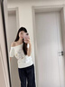 LDBE美式辣妹斜肩短袖t恤女夏季2025新款顯瘦設(shè)計感韓系露肩體恤上衣 白色 L 曬單實拍圖